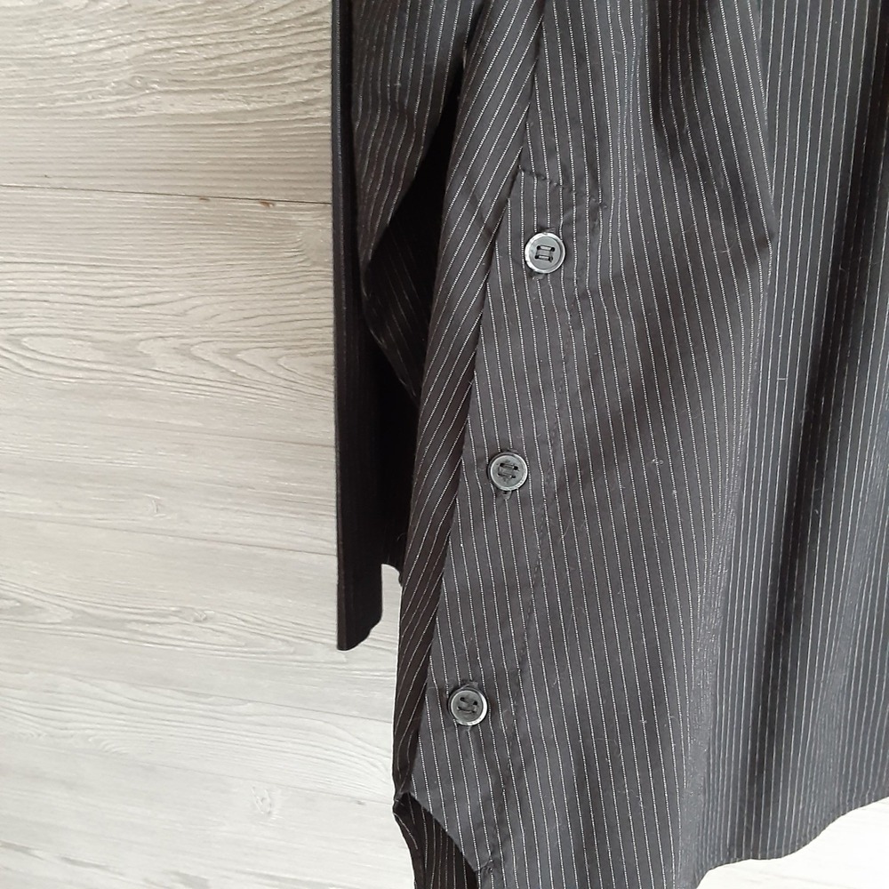 Spirithouse Black Pinstripe Side Button Long Sleeve Tunic Shirt Womens XL - Picture 6 of 11